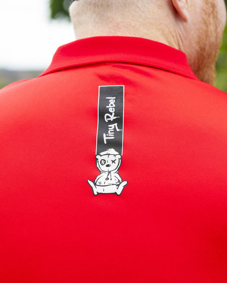 Red Tiny Rebel Golf Clwb Polo